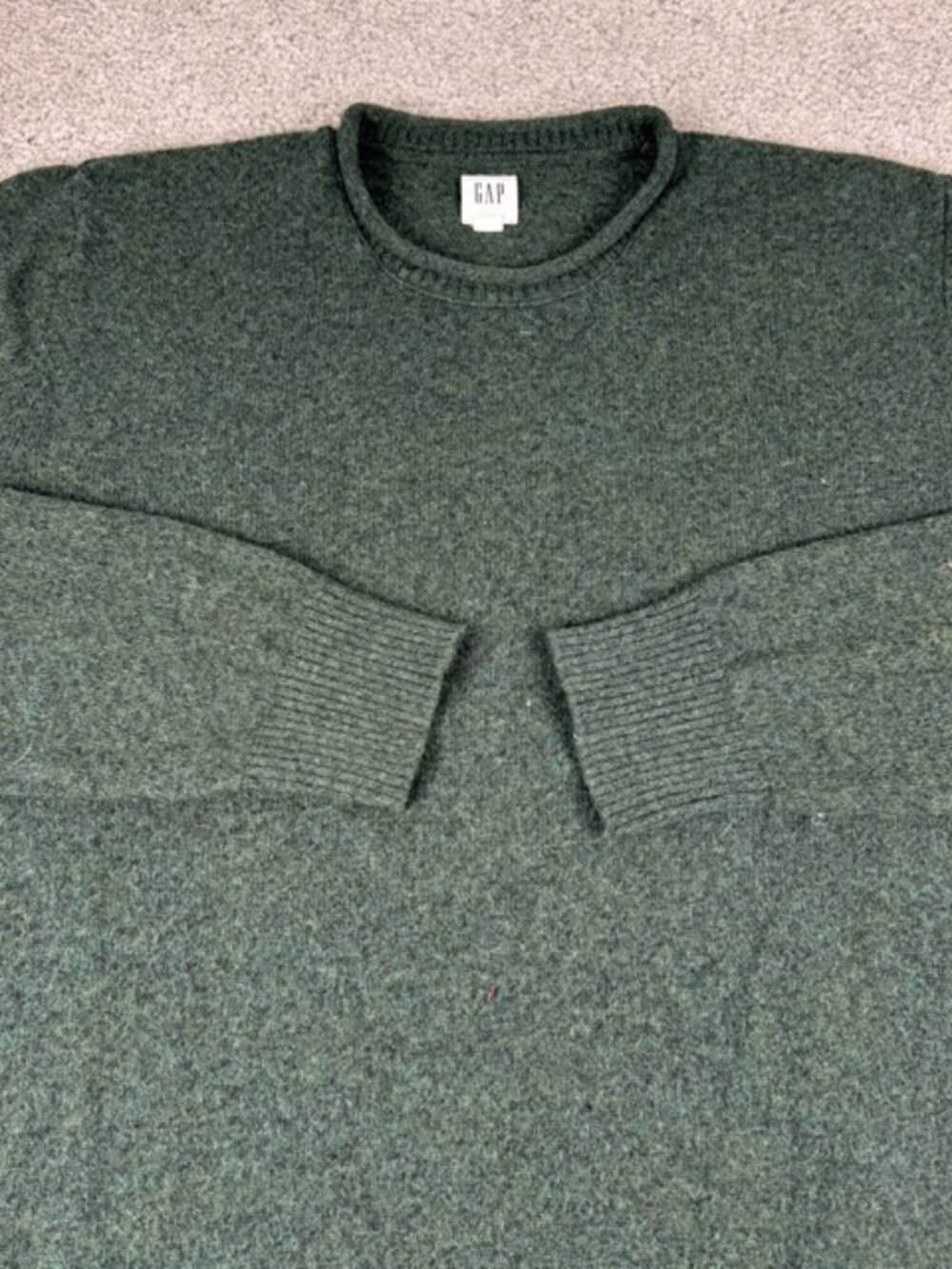 Gap Wool Blend Roll Neck Sweater Women's Large Green Heather Comfort Casual
